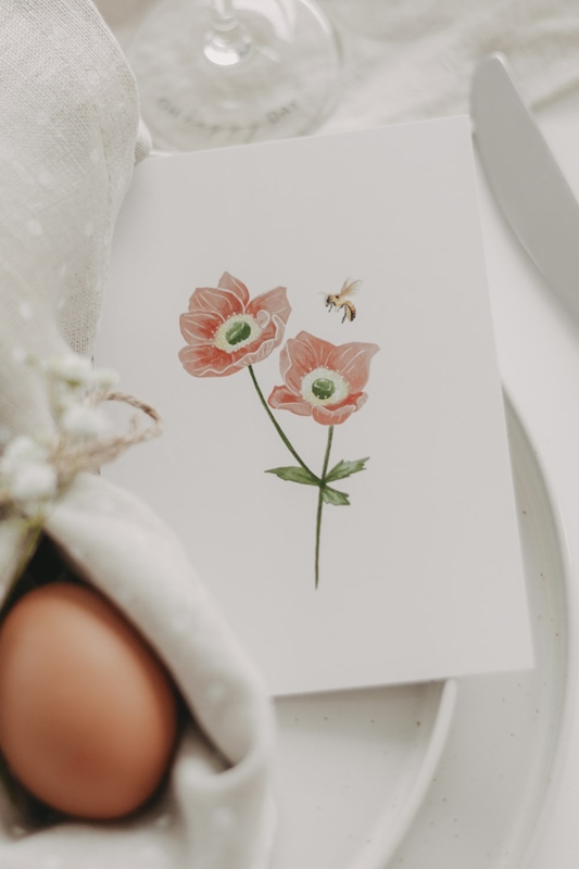 Postkarte Aquarell FLOWER BEE