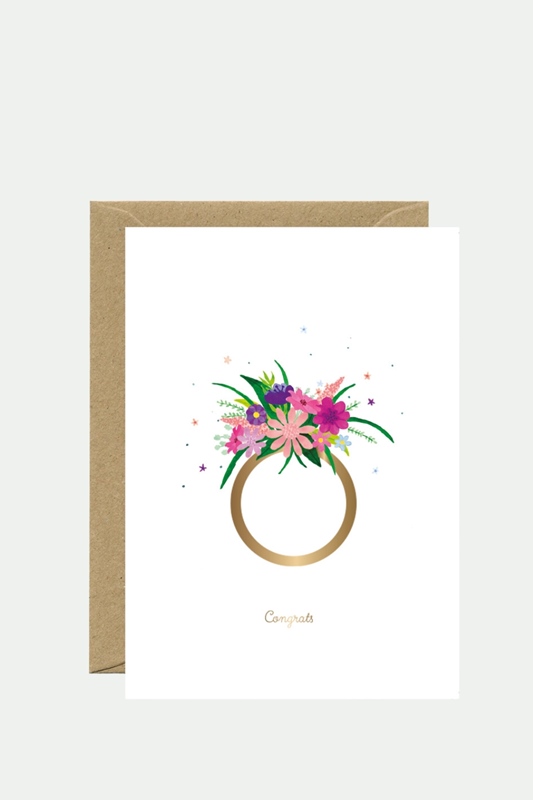 Klappkarte FLOWER RING Gold