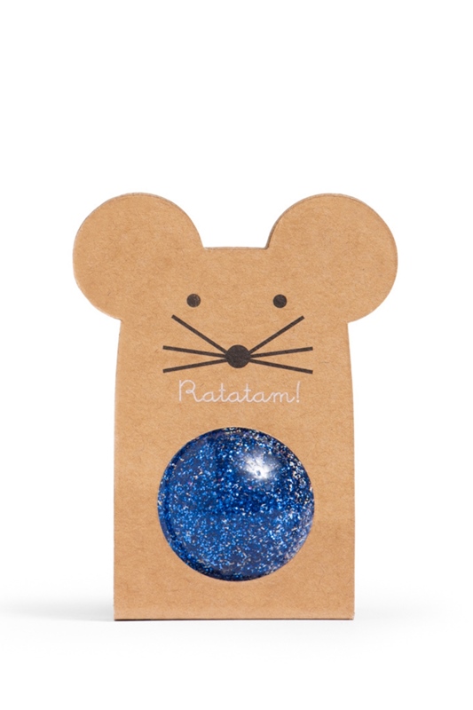Flummi Maus Blau mit Glitzer