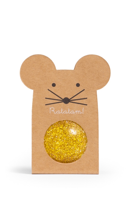 Flummi Maus Gold mit Glitzer