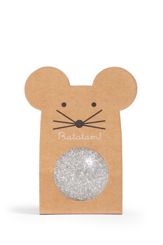 Flummi Maus Silber mit Glitzer