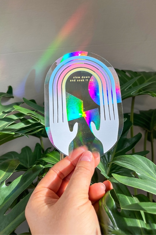 Fenstersticker Regenbogen SLOW DOWN