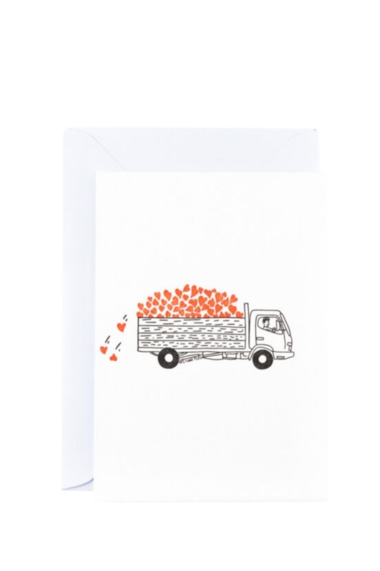 Karte mit Umschlag TRUCK WITH HEARTS