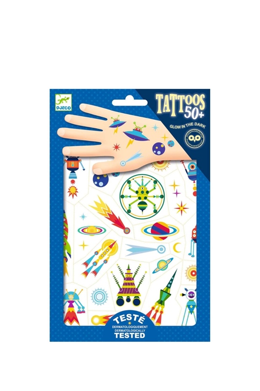 Djeco Tattoos WELTRAUM – leuchten im Dunkeln