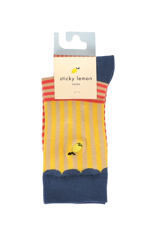 Sticky Lemon Socken Stripes YELLOW + CORAL PINK