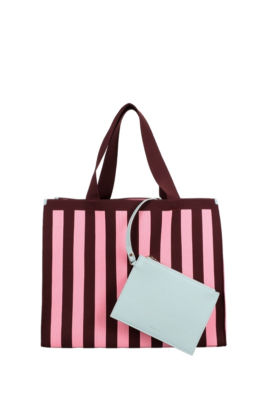 Sticky Sis Club Shopper „Knitted Stripes" CHOCO + BUBBLEGUM