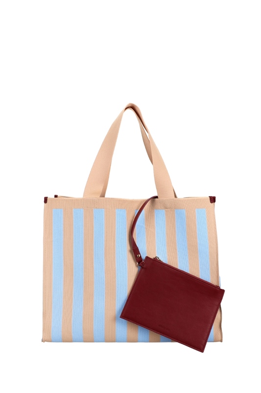 Sticky Sis Club Shopper &bdquo;Knitted Stripes&ldquo; MARZIPAN + SKY