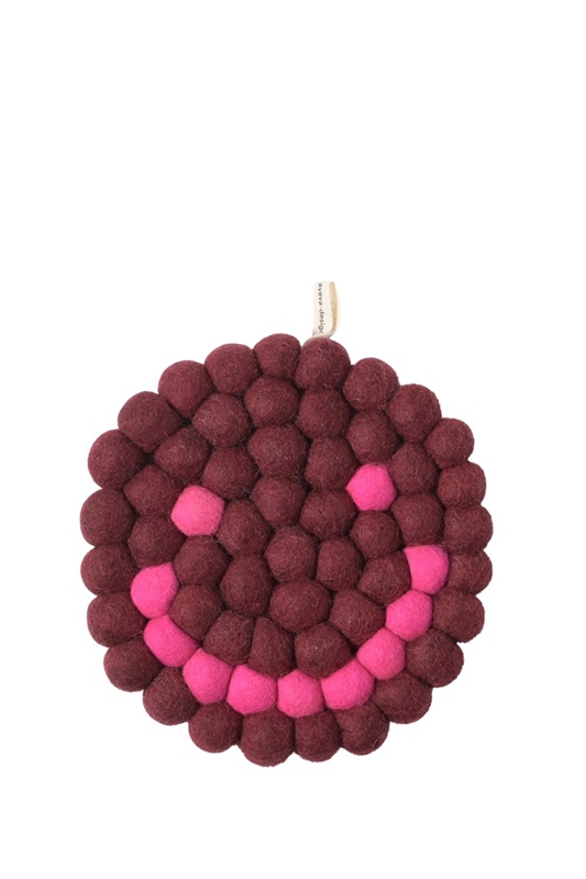 Untersetzer Wolle Smiley BURGUNDY