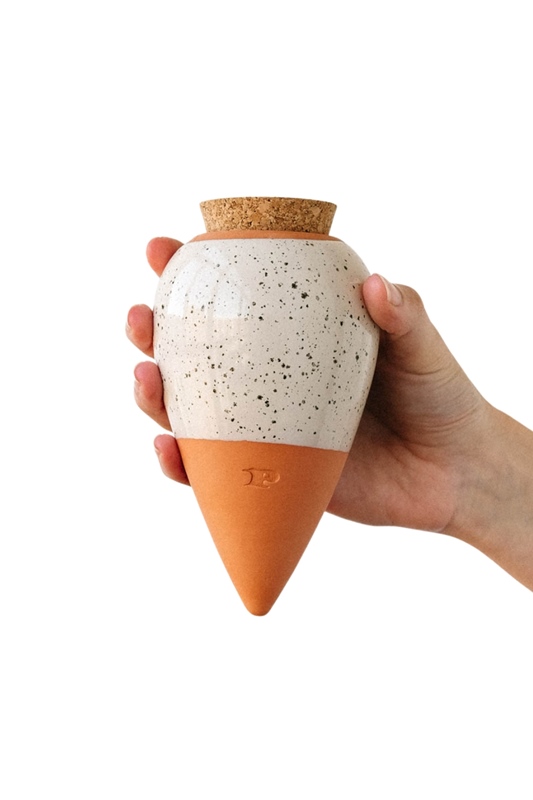 Bew�sserungskegel Olla WEI� GESPRENKELT