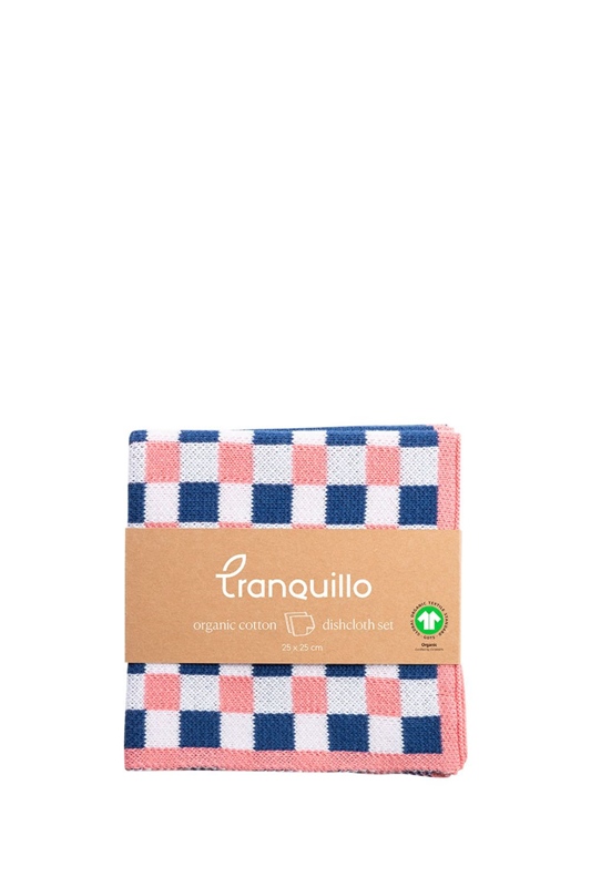 Abwaschtuch 2er Set CHECK BLAU ROSA