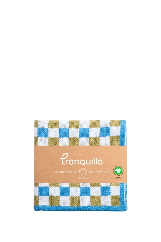 Abwaschtuch 2er Set CHECK GOLD BLAU