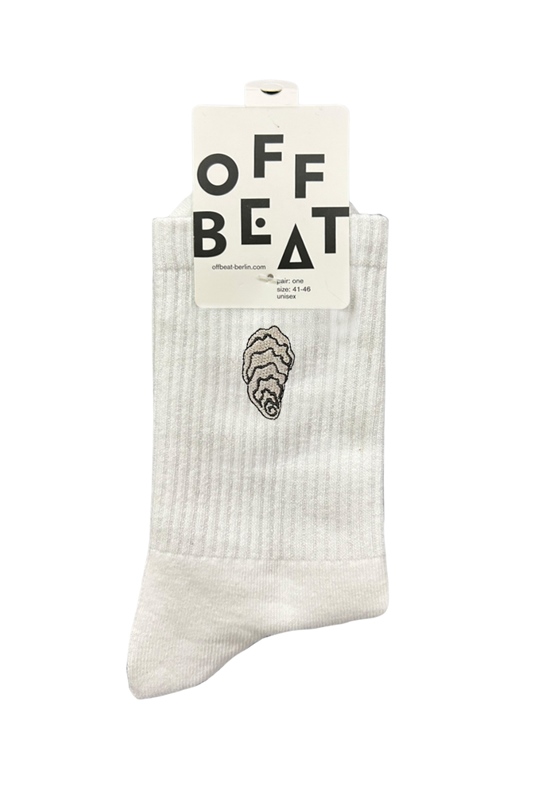 Socken bestickt OYSTER