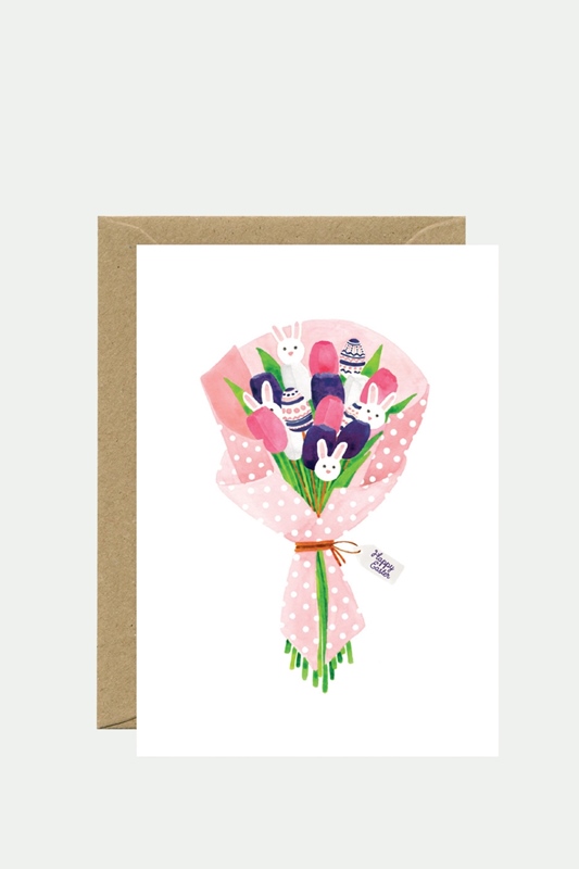 Klappkarte EASTER BOUQUET BUNNIES