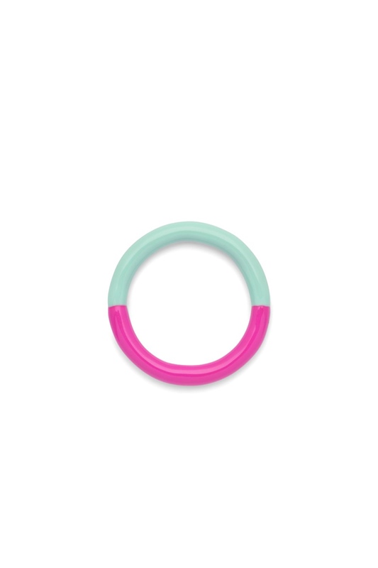 Ring Double Color Electric Fuchsia Pink/Mint