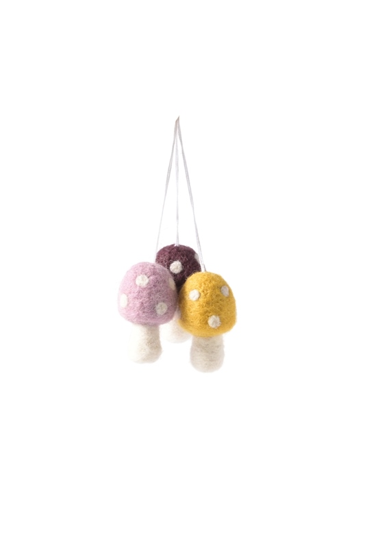 Hänger 3er Set MUSHROOM lila gelb bordeaux