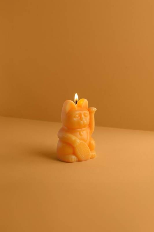 Winkekatze Kerze PEACH