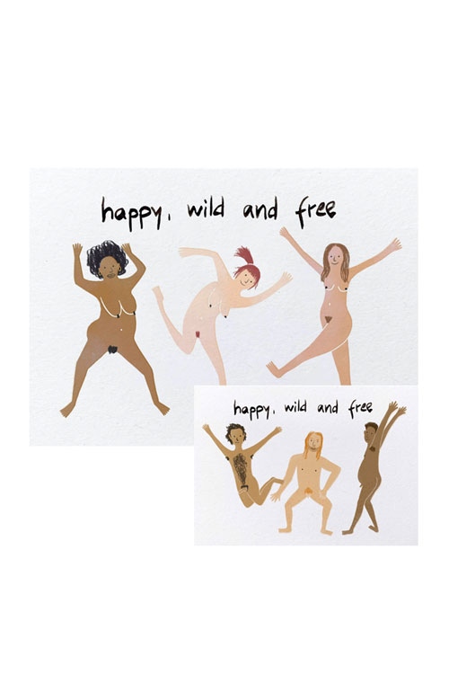 Postkarten Set 5 NAKED HAPPY MEN + WOMEN